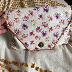 Miss Albright Floral White and Purple Clutch